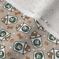 (small scale) Puppy Star Barks - Doggy Coffee Treats - treat paw prints - khaki - LAD23