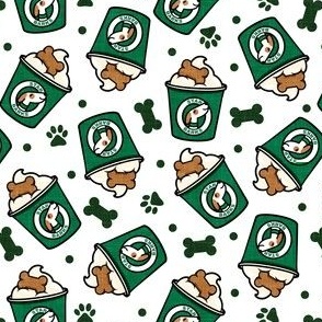 Puppy Star Barks - Doggy Coffee Treats - treat paw prints - green/white - LAD23