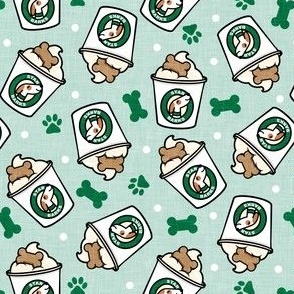 Puppy Star Barks - Doggy Coffee Treats - treat paw prints - mint/green - LAD23