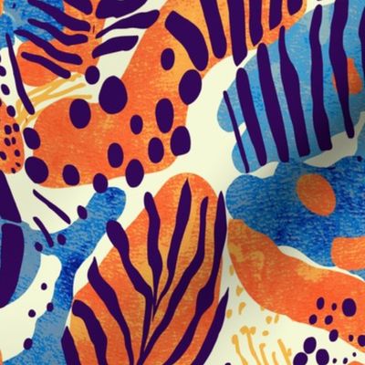 Abstract Animal Print in Orange and Blue by kedoki