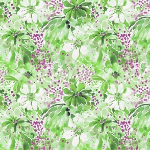 Tiger Lilly Twist - Green/Plum Wallpaper 