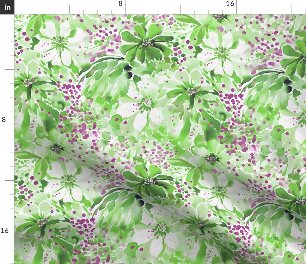 Tiger Lilly Twist - Green/Plum Wallpaper 