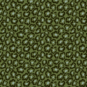 Small Green and Brown Abstract Floral Doodle / Modern Fashion Fabric Design