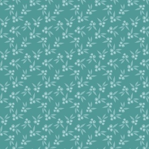 Aqua Pastel green delicate flowers - small scale floral