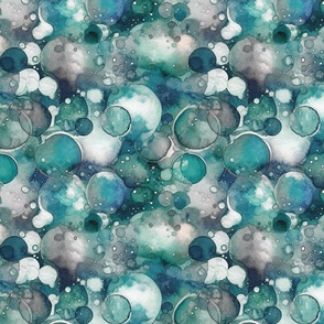 Diver Bubbles II - Blue-Gray - Watercolor  