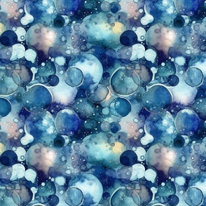 Diver Bubbles II - Blue-Navy - Watercolor  New for 2023