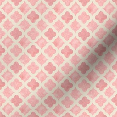 Dollhouse Miniature Wallpaper - Lattice Watercolor Pink & Cotton