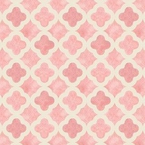 Dollhouse Miniature Wallpaper - Lattice Watercolor Pink & Cotton