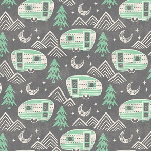 Little Camper - large - mint and gray 