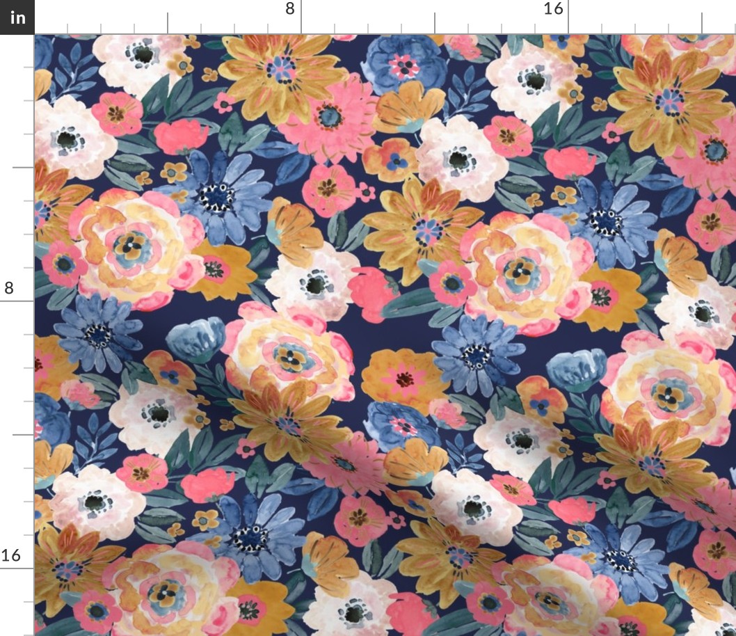 charlotte floral - Navy bright 10in