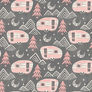 Little Camper - large - pink and gray 