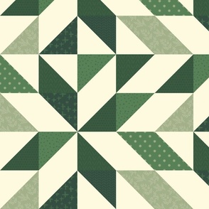 Green Quilting Star on Beige