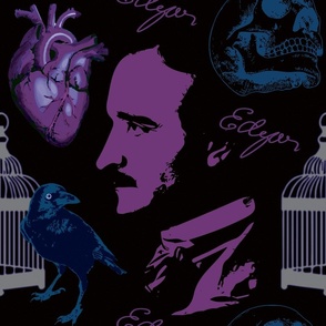 Edgar Allen Poe Pattern Purple Blue