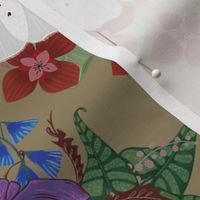 Moth and Beetle Wallpaper on Greige