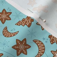 Gingerbread Cookies on Blue