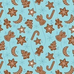Gingerbread Cookies on Blue