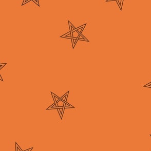 line drawn magic shooting stars  on tangerine orangeHalloween or Christmas