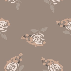 Sparse Rose Floral (Brown)(24")