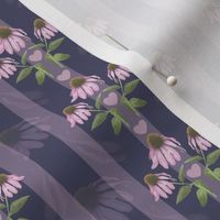 Traditional Summer Floral Stripe Pink Purple Daisy Cone Flower with hearts and stripes