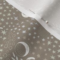 Moon Among the Stars - Ditsy Scale - Beige Version 2 - night sky constellations