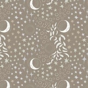 Moon Among the Stars - Ditsy Scale - Beige Version 2 - night sky constellations