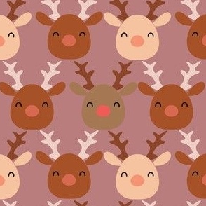 small 4x4in reindeer - mauve