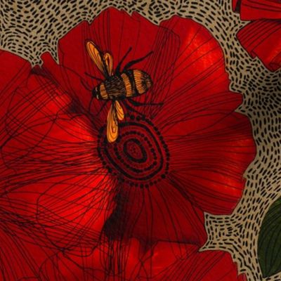 Bees and poppies