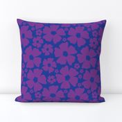 Redish Purple Flowers on Navy