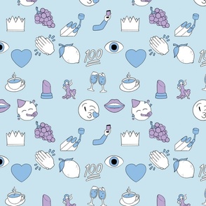 Light Baby Blue Emoji Fun and Flirty Party Pattern