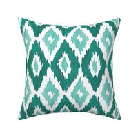 Large Watercolor Diamond Ikat in Sea Green with White Background