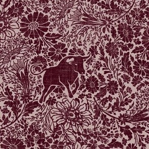 medium ox and florals on linen