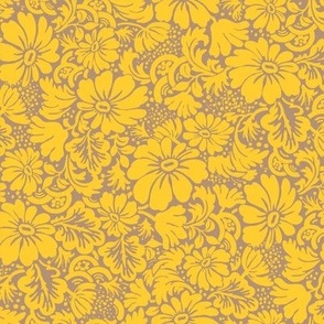 large dollhouse wallpaper yellow on neutral