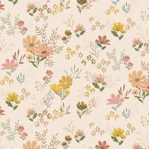 Wildflower Fields // Cream, Peach, Brown, Tan // 