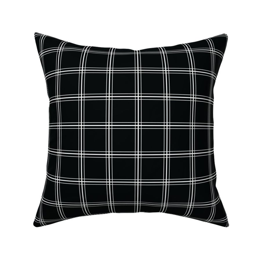 Simple Windowpane Plaid Pattern - White and Black Large Scale