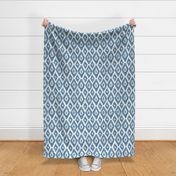 Large Watercolor Diamond Ikat in Gray Blue with White Background