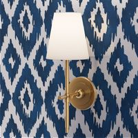 Large Hand Painted Watercolor Diamond Ikat in Navy Blue