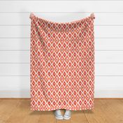 Large Watercolor Diamond Ikat in Fiery Red and Orange  with White Background