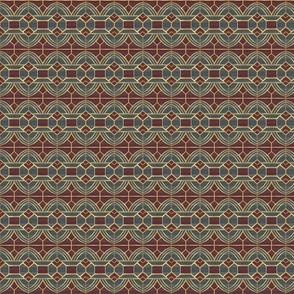 Art deco geo blue burgundi bordeaux small