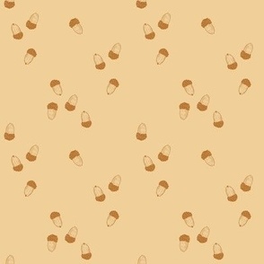 Autumn Stylized Falling Acorns in Copper Yellow with Champagne Yellow Background