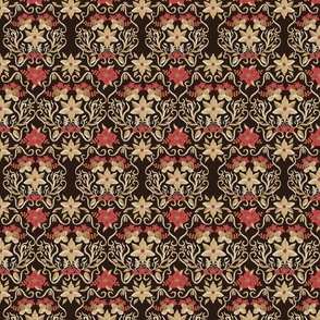 Watercolor Damask, red gold, 8 inch