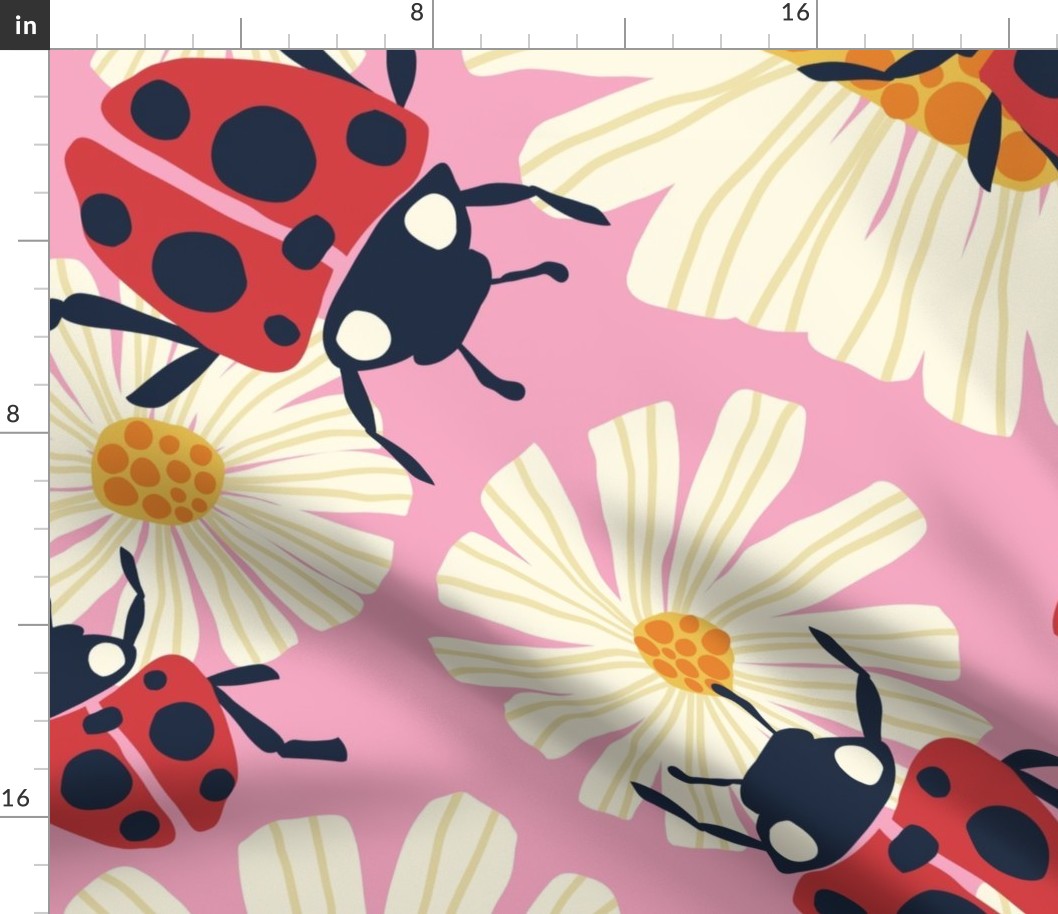 Ladybird amongst the Daisies - Jumbo - Pink