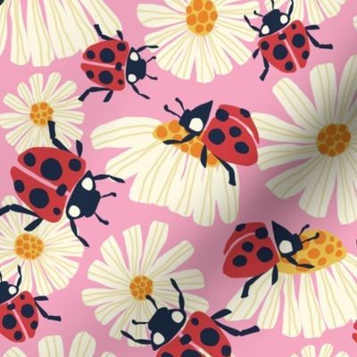 Ladybird amongst the Daisies - Medium - Pink