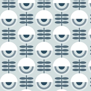 lazy retro flowers on grayish blue | medium