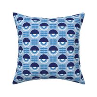lazy retro flowers on blue | small