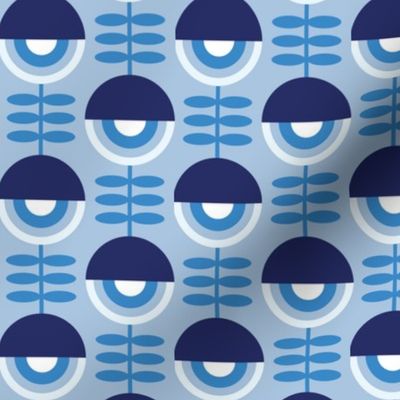 lazy retro flowers on blue | small