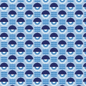 lazy retro flowers on blue | small