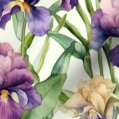 Luminous Petals Watercolor Bearded Iris