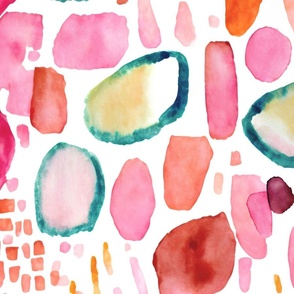 Loose Whimsy Watercolor Marks And Dot Pattern