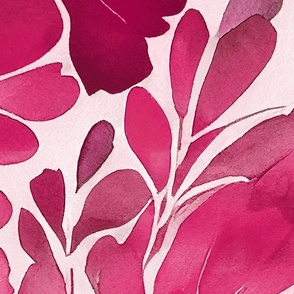 Abstract Watercolor Flower Pattern Fuchsia Pink