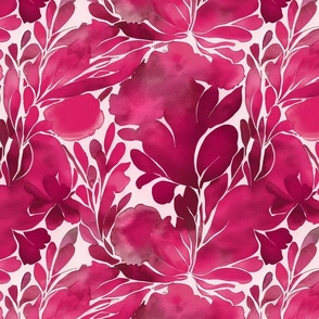 Abstract Watercolor Flower Pattern Fuchsia Pink Smaller Scale
